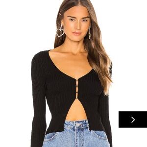 SUPERDOWN REVOLVE sierra knit top BLACK S